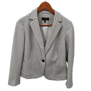 TALBOTS Black & White Textured Check Blazer // Medium Petite